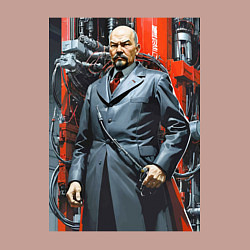 Свитшот хлопковый мужской Ленин в кожанке - киберпанк, цвет: пыльно-розовый — фото 2