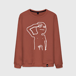 Свитшот хлопковый мужской Мем - всегда готов, цвет: кирпичный
