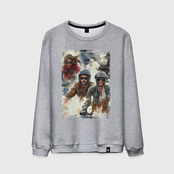 Свитшот хлопковый мужской Мотокросс -акварель, цвет: меланж