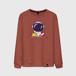 Свитшот хлопковый мужской Космический фастфуд, цвет: кирпичный