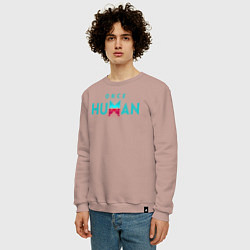 Свитшот хлопковый мужской Once human logo, цвет: пыльно-розовый — фото 2