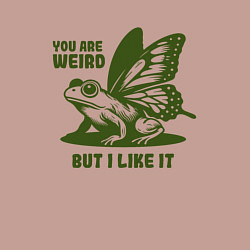 Свитшот хлопковый мужской Лягушка с крыльями ты странный но мне нравится, цвет: пыльно-розовый — фото 2