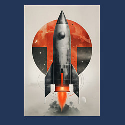 Свитшот хлопковый мужской Постер ракеты, цвет: тёмно-синий — фото 2