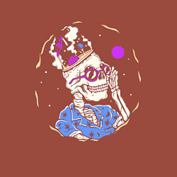 Свитшот хлопковый мужской Скелет в гавайской рубашке, цвет: кирпичный — фото 2