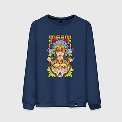 Свитшот хлопковый мужской Принцесса ягуар, цвет: тёмно-синий
