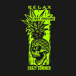 Свитшот хлопковый мужской Relax just chilling crazy summer, цвет: черный — фото 2