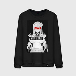 Свитшот хлопковый мужской Senpai waifu, цвет: черный