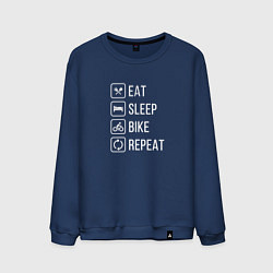 Свитшот хлопковый мужской Eat sleep bike repeat, цвет: тёмно-синий