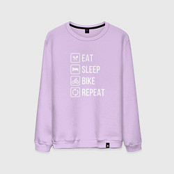 Свитшот хлопковый мужской Eat sleep bike repeat, цвет: лаванда