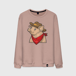 Свитшот хлопковый мужской Свинка ковбой, цвет: пыльно-розовый