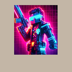 Свитшот хлопковый мужской Minecraft and cyberpunk collaboration - neon glow, цвет: миндальный — фото 2