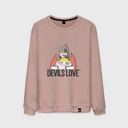 Свитшот хлопковый мужской Ангелок и демон, цвет: пыльно-розовый