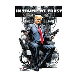 Свитшот хлопковый мужской Trump with two pistols - cyberpunk, цвет: белый — фото 2