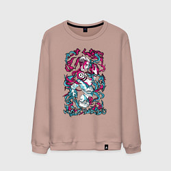 Свитшот хлопковый мужской Магическая битва Итадори х Сукуна неон, цвет: пыльно-розовый