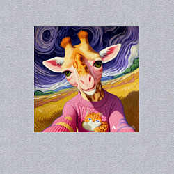 Свитшот хлопковый мужской Селфи жирафа, цвет: меланж — фото 2