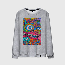 Свитшот хлопковый мужской Психоделический монстр, цвет: меланж