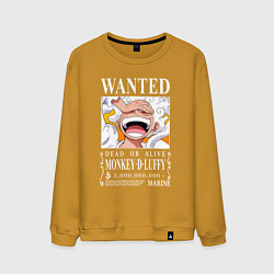 Свитшот хлопковый мужской Monkey D Luffy - wanted, цвет: горчичный