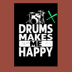 Свитшот хлопковый мужской Барабаны делают меня счастливее, цвет: кирпичный — фото 2