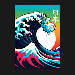 Свитшот хлопковый мужской Japanese wave - ai art, цвет: черный — фото 2
