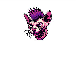 Свитшот хлопковый мужской Прикольный кот сфинкс панк, цвет: белый — фото 2