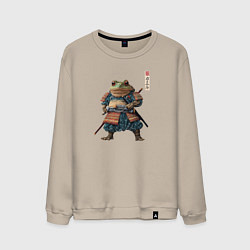 Свитшот хлопковый мужской Лягушка самурай - japan aesthetic, цвет: миндальный