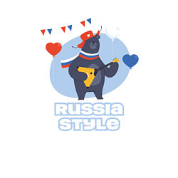 Свитшот хлопковый мужской Русский медведь с балалайкой и флагом, цвет: белый — фото 2