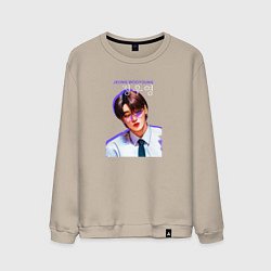 Свитшот хлопковый мужской Jeong Wooyoung Ateez, цвет: миндальный