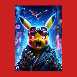 Свитшот хлопковый мужской Pikachu brave cyber pilot - neon glow, цвет: красный — фото 2