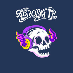 Свитшот хлопковый мужской Aerosmith - неоновый череп, цвет: тёмно-синий — фото 2