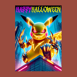 Свитшот хлопковый мужской Happy halloween - terrible Pikachu, цвет: кирпичный — фото 2