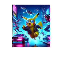 Свитшот хлопковый мужской Киберпанк Пикачу - неоновая погоня с роботами - Pi, цвет: белый — фото 2