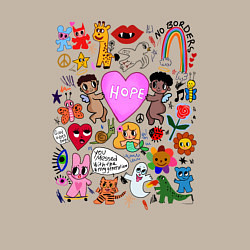 Свитшот хлопковый мужской Y2K hope heart - cartoon pop art childrens drawing, цвет: миндальный — фото 2