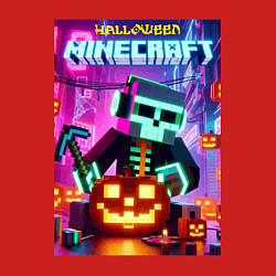 Свитшот хлопковый мужской Skeleton and pumpkin - neon glow, цвет: красный — фото 2