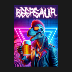 Свитшот хлопковый мужской Cyber beersaur - neon glow, цвет: черный — фото 2