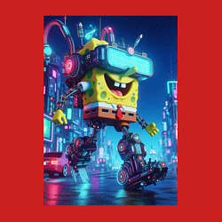 Свитшот хлопковый мужской Cyber Sponge Bob - neon glow fantasy, цвет: красный — фото 2