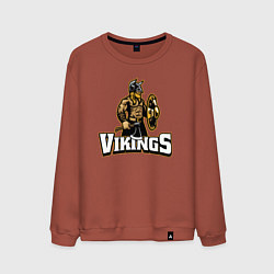 Свитшот хлопковый мужской Vikings team, цвет: кирпичный