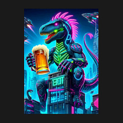 Свитшот хлопковый мужской Пивозавр в роли годзиллы - нейроарт, цвет: черный — фото 2