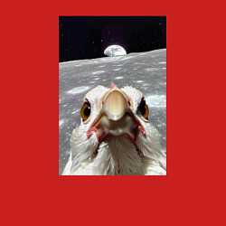 Свитшот хлопковый мужской Курица селфи на луне, цвет: красный — фото 2