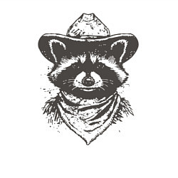 Свитшот хлопковый мужской Енот ковбой, цвет: белый — фото 2