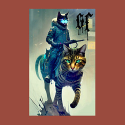 Свитшот хлопковый мужской Cat forces - ai art fantasy, цвет: кирпичный — фото 2