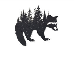 Свитшот хлопковый мужской Енот силуэт из деревьев лесных, цвет: белый — фото 2