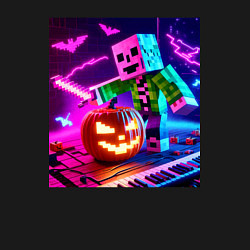 Свитшот хлопковый мужской Хэллоуин и Майнкрафт - коллаба, цвет: черный — фото 2