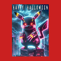 Свитшот хлопковый мужской Pikachu with a cyber claws - halloween, цвет: красный — фото 2