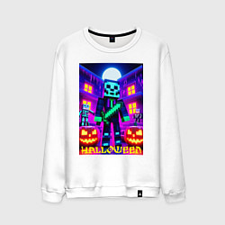 Мужской свитшот Halloween and Minecraft - neon collaboration