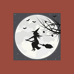 Свитшот хлопковый мужской Ведьма в полнолуние летит на шабаш, цвет: кирпичный — фото 2