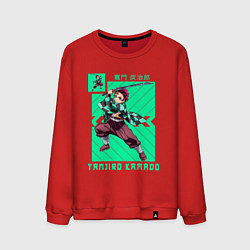 Свитшот хлопковый мужской Герой клинок рассекающий демонов, цвет: красный