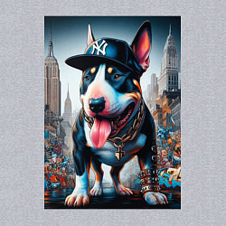 Свитшот хлопковый мужской Funny bull terrier in New York - ai art, цвет: меланж — фото 2