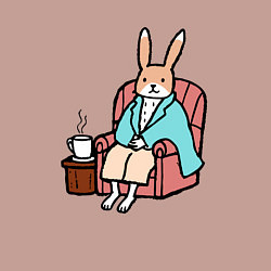 Свитшот хлопковый мужской Заяц согревается с чашкой чая, цвет: пыльно-розовый — фото 2