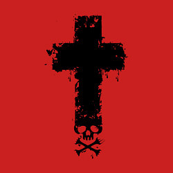 Свитшот хлопковый мужской Стильный крест - с черепом, цвет: красный — фото 2