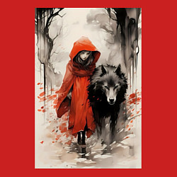 Свитшот хлопковый мужской Красная шапочка с волком, цвет: красный — фото 2